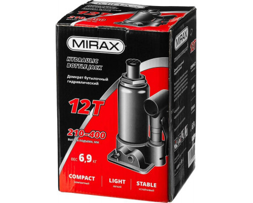 MIRAX 12 т, 210-400 мм, домкрат бутылочный гидравлический 43260-12