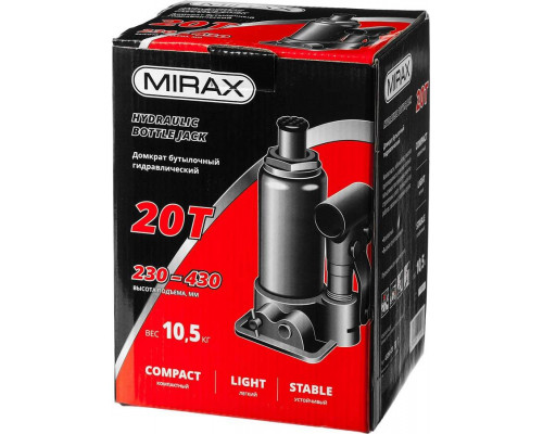 MIRAX 20 т, 230-430 мм, домкрат бутылочный гидравлический 43260-20