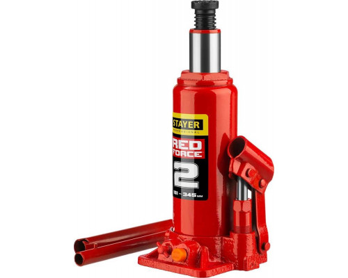 STAYER 2 т, 181-345 мм, домкрат бутылочный гидравлический RED FORCE 43160-2_z01 Professional