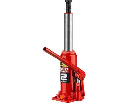 STAYER 2 т, 181-345 мм, домкрат бутылочный гидравлический RED FORCE 43160-2_z01 Professional