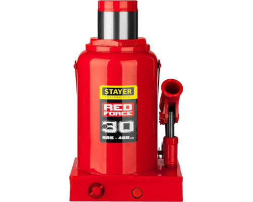 STAYER 30 т, 285-465 мм, домкрат бутылочный гидравлический RED FORCE 43160-30_z01 Professional