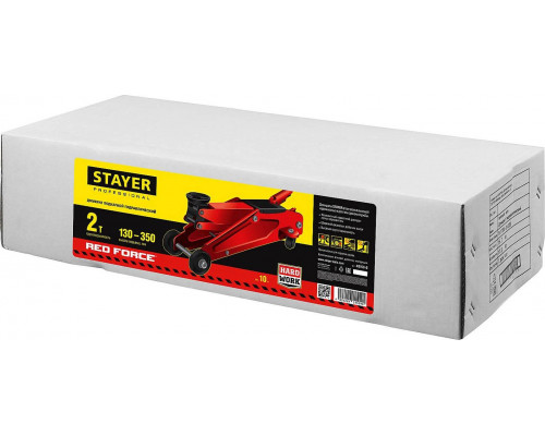 STAYER 2т, 130-350 мм, домкрат гидравлический подкатной RED FORCE 43153-2