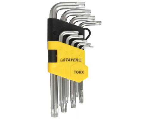 STAYER 9 шт., Cr-V, ключи имбусовые короткие 2743-H9