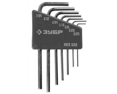 ЗУБР 7 шт., Cr-V, ключи имбусовые мини 27475-H7