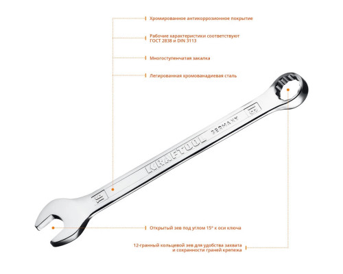 KRAFTOOL 16 мм, комбинированный гаечный ключ 27079-16_z01