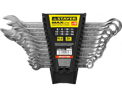 STAYER 12 шт, 8 - 24 мм, набор комбинированных гаечных ключей 27085-H12