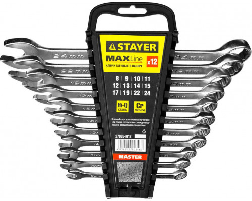 STAYER 12 шт, 8 - 24 мм, набор комбинированных гаечных ключей 27085-H12