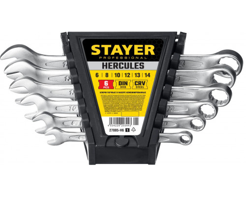STAYER 6 шт, 6 - 14 мм, набор комбинированных гаечных ключей HERCULES 27085-H6_z01