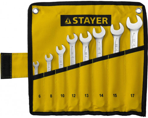 STAYER 8 шт, 6 - 17 мм, набор комбинированных гаечных ключей 27081-H8
