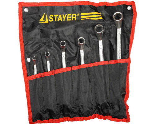 STAYER 6 шт, 6-22 мм, набор накидных гаечных ключей изогнутых 27151-H6