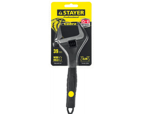 STAYER 200/39 мм, Cr-V, ключ разводной COBRA 27264-20