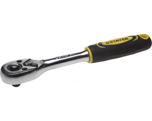STAYER 1/4", 45 зубцов, Cr-V сталь, трещотка для торцовых головок 27786-1/4
