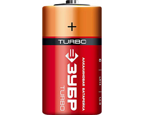 ЗУБР с, 2 шт., батарейка алкалиновая TURBO 59215-2C
