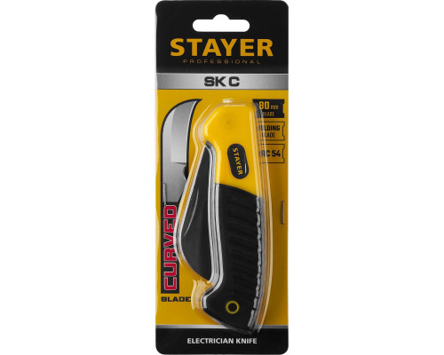 STAYER складной, изогнутое лезвие, нож монтерский SK-С 45409 Professional