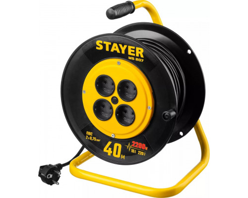 STAYER 40 м, 1300Вт, ПВС 2x0, удлинитель на катушке MS 207 55073-40