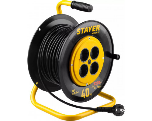 STAYER 40 м, 1300Вт, ПВС 2x0, удлинитель на катушке MS 207 55073-40