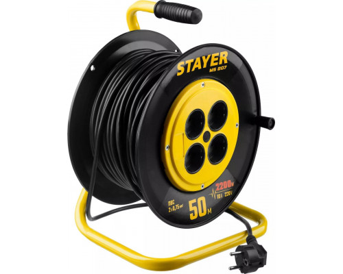 STAYER 50 м, 1300Вт, ПВС 2x0, удлинитель на катушке MS 207 55073-50