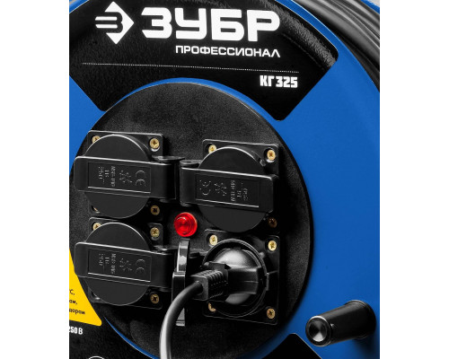 ЗУБР 50 м, 4000Вт, 4 гнезда, КГ, удлинитель на катушке 55079-50 Профессионал