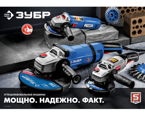 ЗУБР 2600 Вт, 230 мм, 6000 об/мин, углошлифовальная машина (болгарка) УШМ-230-2600 ПМ3