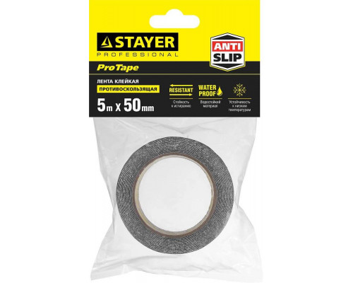 STAYER 50 мм х 5м, черная, лента клейкая противоскользящая (скотч) 12270-50-05
