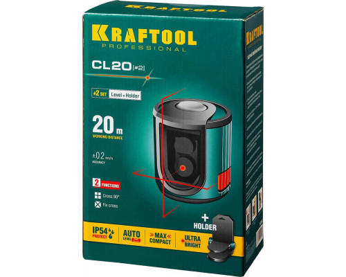 KRAFTOOL линейный лазерный нивелир с держателем CL 20 #2 34700-2 Professional