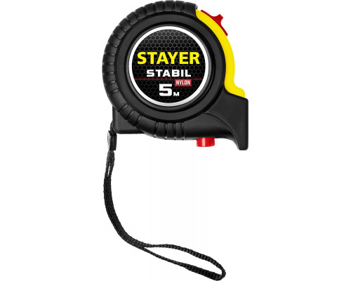 STAYER 5 м х 25 мм, ударостойкий, обрезиненный корпус, два фиксатора, рулетка 34131-05-25_z02