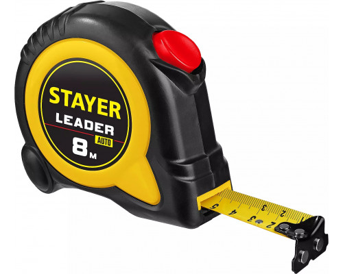 STAYER 8 м х 25 мм, автостопом, ударостойкий, обрезиненный корпус, рулетка 3402-08-25_z01 Professional