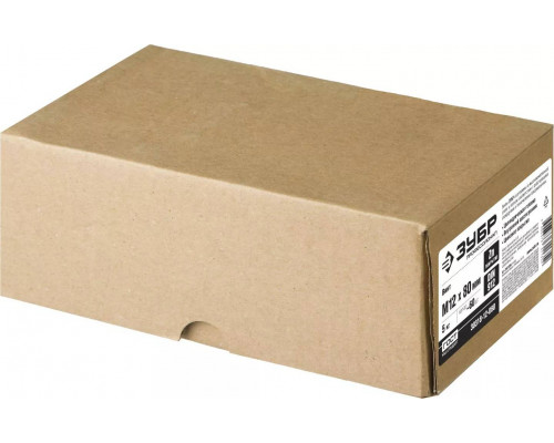 ЗУБР М12x80 мм, 5 кг (60 шт.), кл. пр. 8.8, оцинкованный, винт DIN 912 30318-12-080