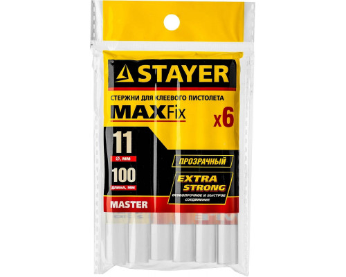 STAYER 6 шт, 11 х 100 мм, стержни клеевые для термоклеевых пистолетов 0682-H6