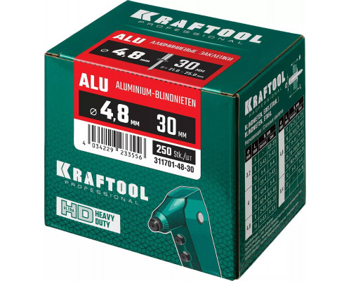 KRAFTOOL 4.8 х 30 мм, 500 шт., алюминиевые заклепки Alu (Al5052) 311701-48-30
