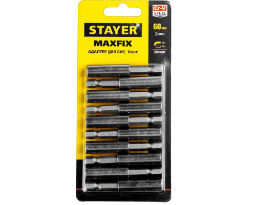 STAYER 60 мм, 10 шт., адаптер для бит магнитный MAXFIX 2670-60-10