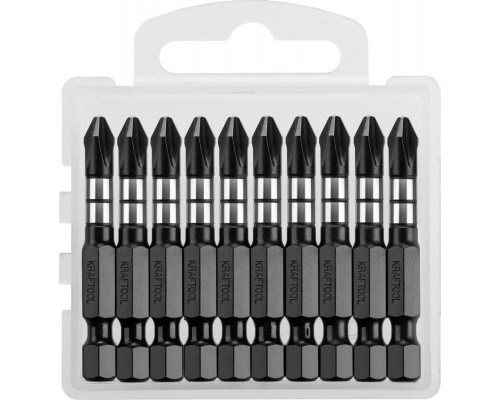 KRAFTOOL PH2, 50 мм, 10 шт., Cr-Mo сталь, набор бит Impact Pro Philips 26191-2-50-S10