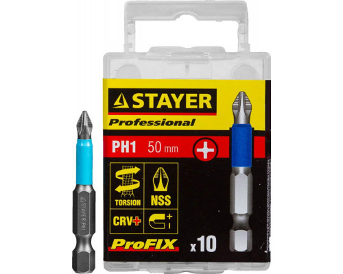 STAYER PH1, 50 мм, 2 шт., биты ProFix Phillips 26203-1-50-10_z01