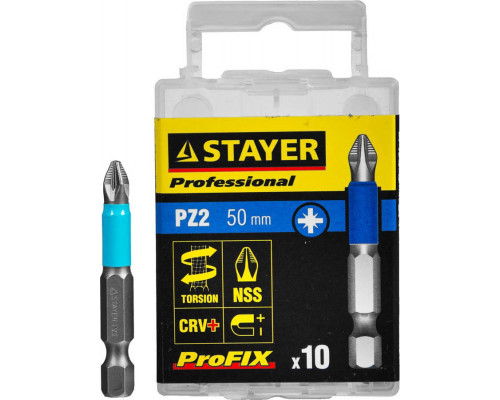 STAYER PZ2, 50 мм, 10 шт., биты ProFix Pozidriv 26223-2-50-10_z01