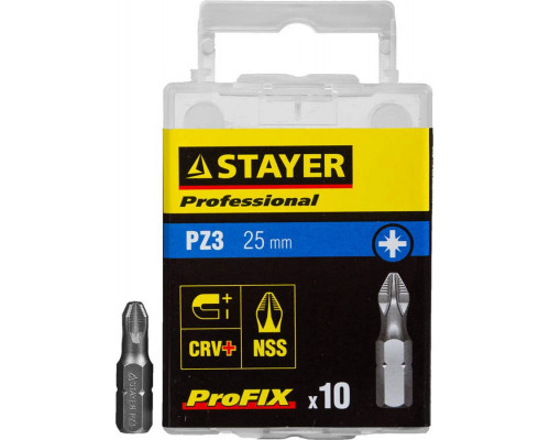 STAYER PZ3, 25 мм, 10 шт., набор бит ProFix Pozidriv 26221-3-25-10_z01