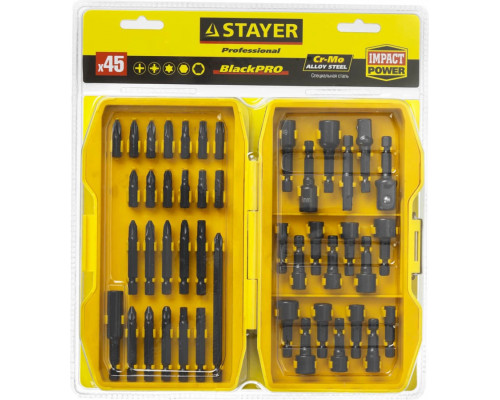 STAYER 45 шт., набор насадок для ударного шуруповерта 26225-H45