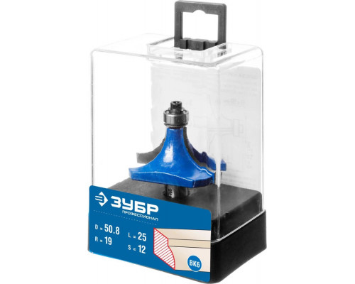ЗУБР 50.8 x 25 мм, радиус 19 мм, фреза кромочная калевочная №1 28701-50.8 Профессионал