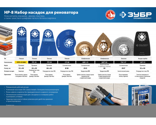 ЗУБР 8 шт., набор насадок для реноватора НР №8 15575 Профессионал