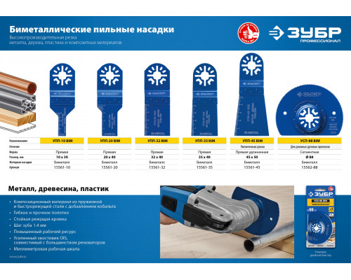 ЗУБР d 88 мм, универсальная сегментная пильная насадка УСП-88 BIM 15562-88 Профессионал