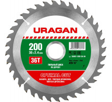 URAGAN Ø 200 x 30 мм, 36T, диск пильный по дереву 36801-200-30-36
