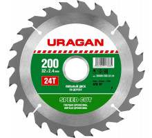 URAGAN Ø 200 x 32 мм, 24T, диск пильный по дереву 36800-200-32-24