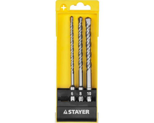 STAYER 3 шт: 6, 8, 10 мм, SDS-plus, набор буров 29250-H3
