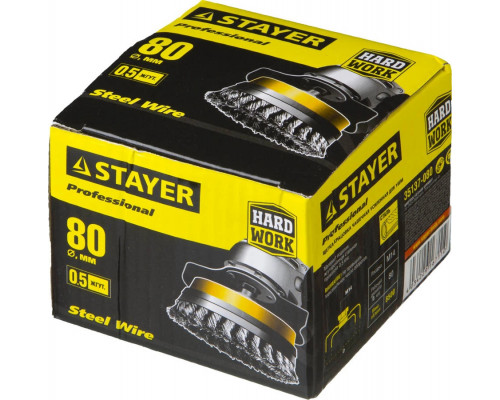 STAYER Ø 80 мм, щетка чашечная для УШМ 80 мм, 35137-080
