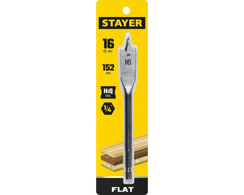 STAYER FLAT 16x152мм, сверло по дереву перовое 2950-16_z01