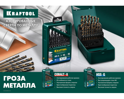 KRAFTOOL Ø 1.5 мм, HSS-Co (8%), класс A, DIN 338, сверло по металлу 29656-1.5