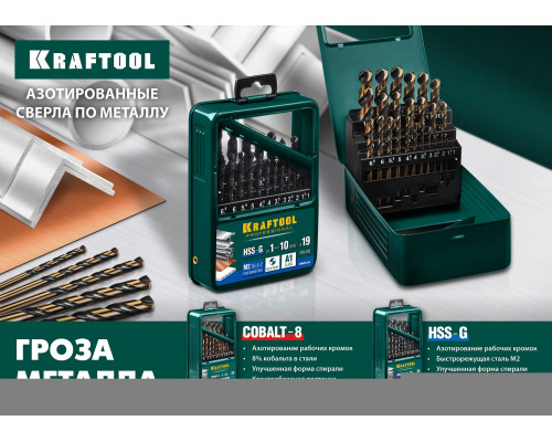 KRAFTOOL Ø 7 мм, HSS-Co (8%), класс A, DIN 338, сверло по металлу 29656-7