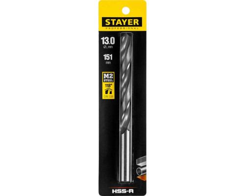 STAYER Ø 13 х 151 мм, HSS-R, сверло спиральное по металлу 29602-13