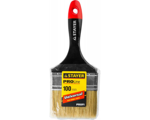 STAYER 100 мм, 4", щетина натуральная светлая, кисть плоская UNIVERSAL-PROFI 0104-100