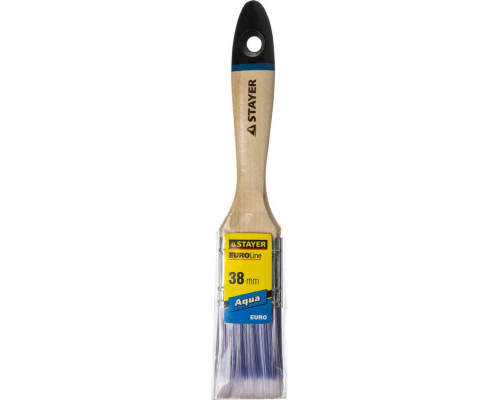 STAYER 38 мм, 1.5", щетина искусственная, деревянная ручка, кисть плоская AQUA 01062-038