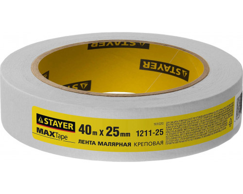 STAYER 25 мм, 40 м, до +80° С, лента малярная 1211-25